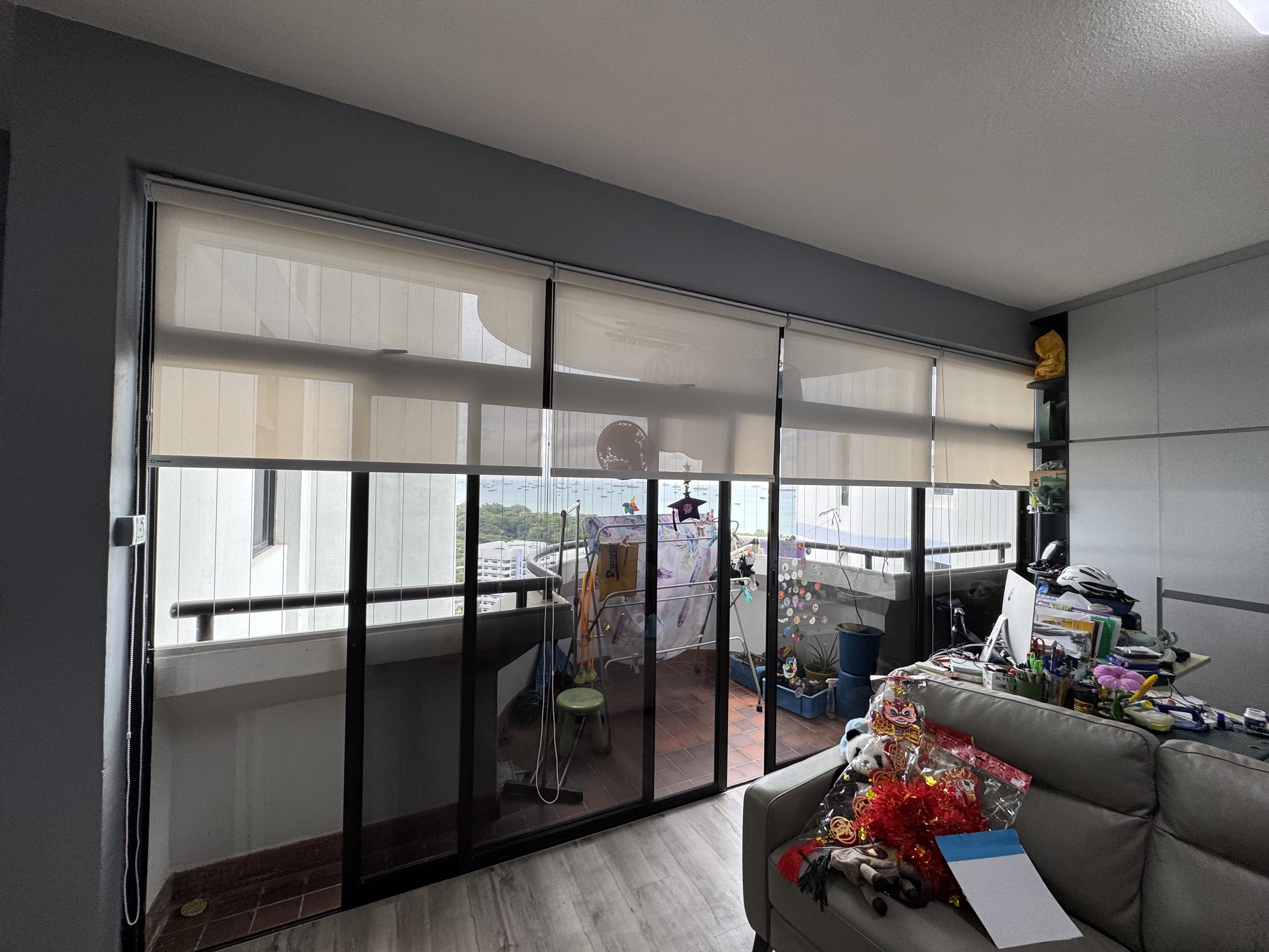 After installation showing roller blinds reducing glare