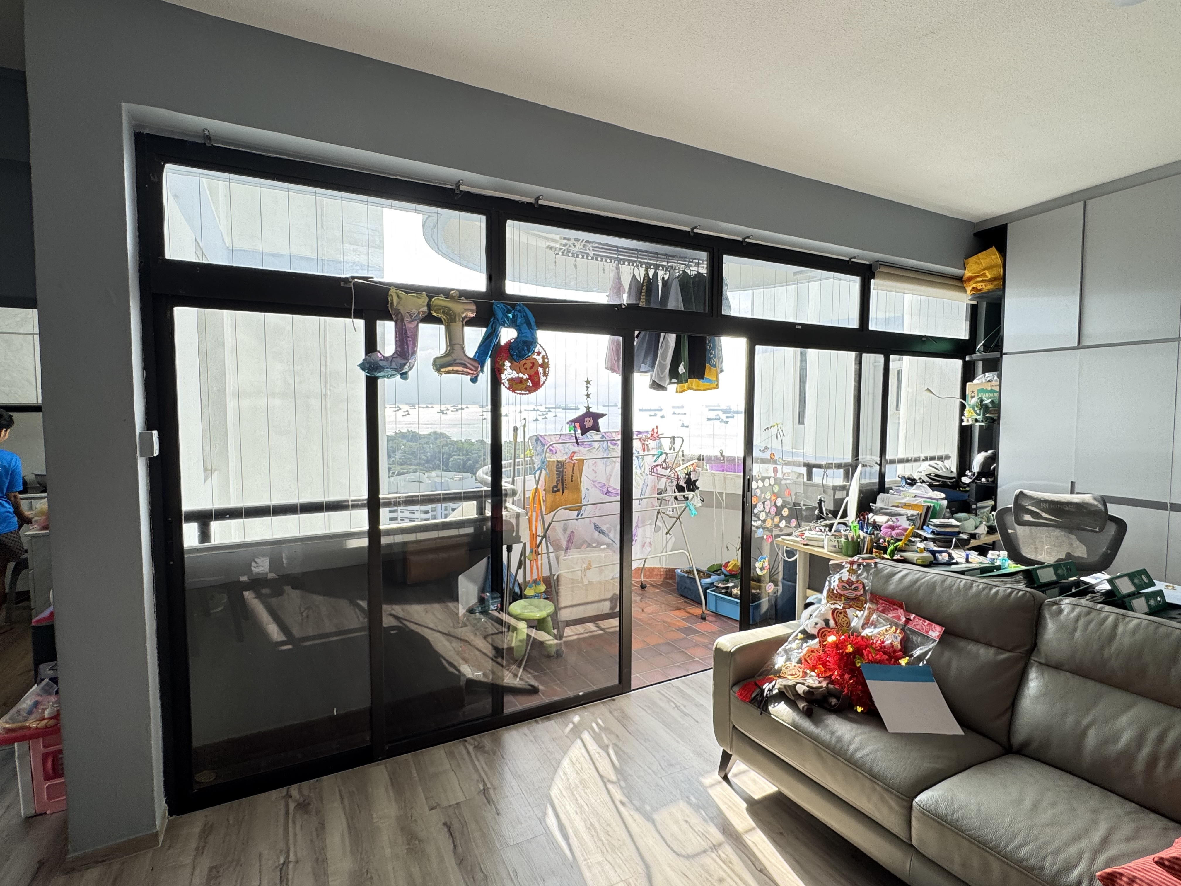 Curtains in a bright living room